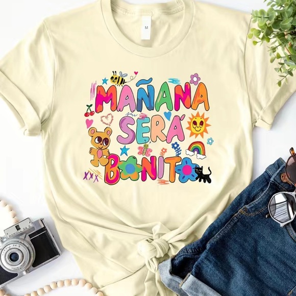 Mañana Será Bonito, Short Sleeve Crew Neck Casual Top Concert Summer & Spring - Picture 1 of 5